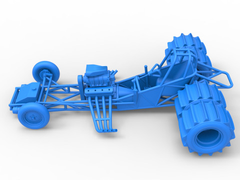 Vintage Funny Car Base for Sand drag racing Scale 1 to 25 3D Print Model
