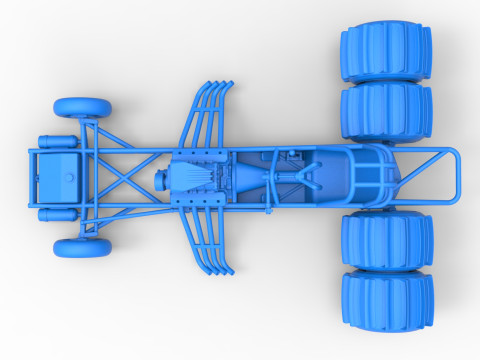 Vintage Funny Car Base for Sand drag racing Scale 1 to 25 3D Print Model
