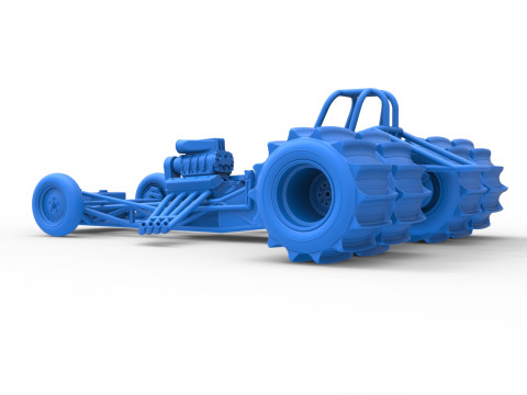 Vintage Funny Car Base for Sand drag racing Scale 1 to 25 3D Print Model