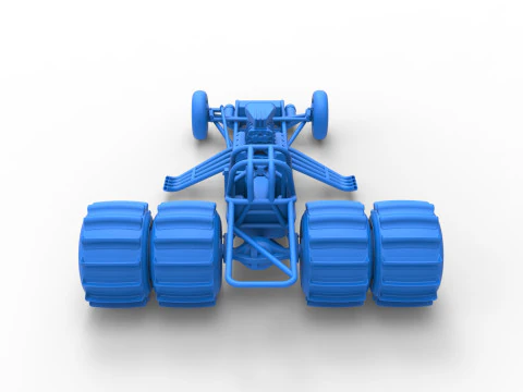 Vintage Funny Car Base for Sand drag racing Scale 1 to 25 3D Print Model