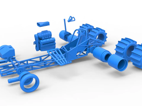 Vintage Funny Car Base for Sand drag racing Scale 1 to 25 3D Print Model