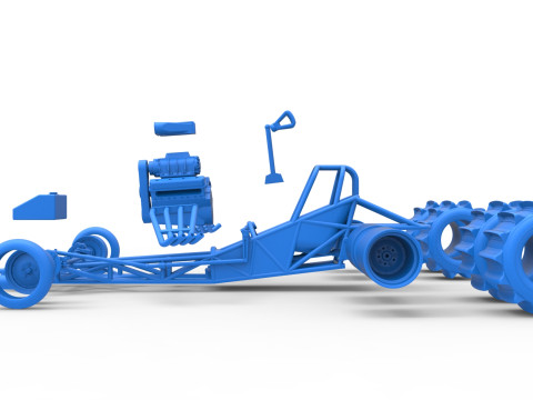 Vintage Funny Car Base for Sand drag racing Scale 1 to 25 3D Print Model