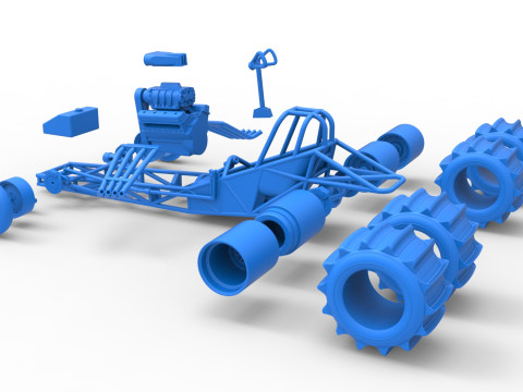 Vintage Funny Car Base for Sand drag racing Scale 1 to 25 3D Print Model