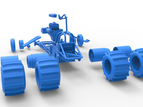 Vintage Funny Car Base for Sand drag racing Scale 1 to 25 3D Print Model