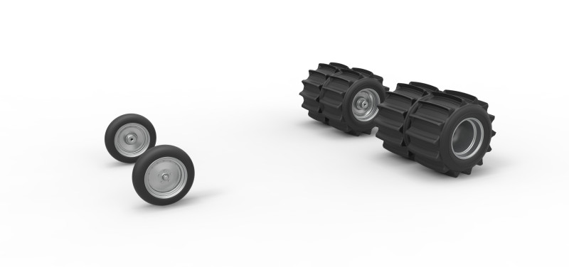 Wheel Set of Vintage Funny Car for Sand drag racing Scale 1 to 25 Model do druku 3D .c4d .max .obj .3ds .fbx .stl .blend