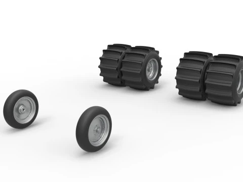 Set Roda Mobil Lucu Vintage untuk Balap drag pasir Skala 1 hingga 25 Model Cetak 3D
