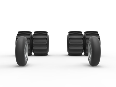 Wheel Set of Vintage Funny Car for Sand drag racing Scale 1 to 25 Model do druku 3D