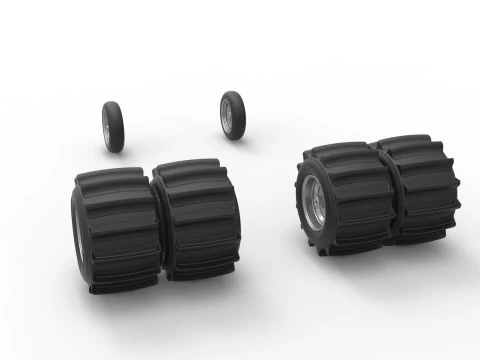 Set Roda Mobil Lucu Vintage untuk Balap drag pasir Skala 1 hingga 25 Model Cetak 3D