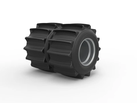 Rear wheel of Vintage Funny Car for Sand drag racing Scale 1 to 25 3D Print Model