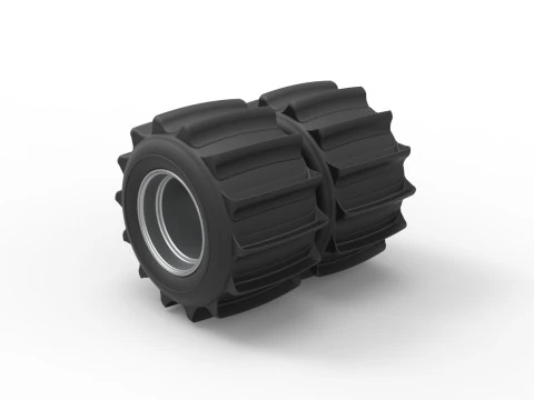 Rear wheel of Vintage Funny Car for Sand drag racing Scale 1 to 25 3D Print Model