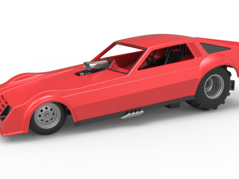 Vintage Pulling Funny car Scale 1 to 25 3D Print Model