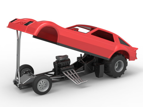 Vintage Pulling Funny car Scale 1 to 25 Modello di stampa 3D