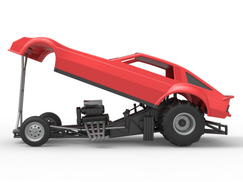 Vintage Pulling Funny car Scale 1 to 25 Modello di stampa 3D