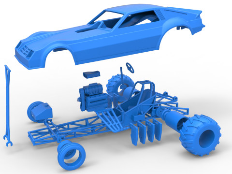 Vintage Pulling Funny car Scale 1 to 25 Modello di stampa 3D