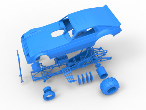Vintage Pulling Funny car Scale 1 to 25 Modello di stampa 3D