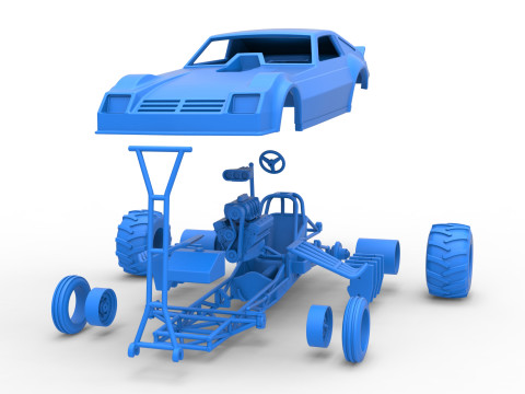 Vintage Pulling Funny car Scale 1 to 25 Modello di stampa 3D