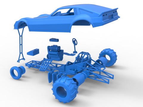 Vintage Pulling Funny car Scale 1 to 25 Modello di stampa 3D