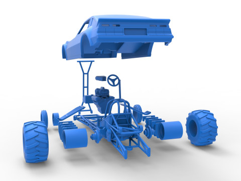 Vintage Pulling Funny car Scale 1 to 25 Modello di stampa 3D