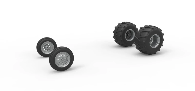 Wheel Set of Vintage Pulling Funny car Scale 1 to 25 3D Print Model .c4d .max .obj .3ds .fbx .stl .blend 