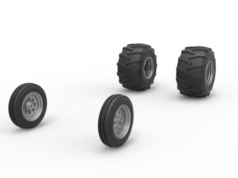 Wheel Set of Vintage Pulling Funny car Scale 1 to 25 3D Baskı Modeli