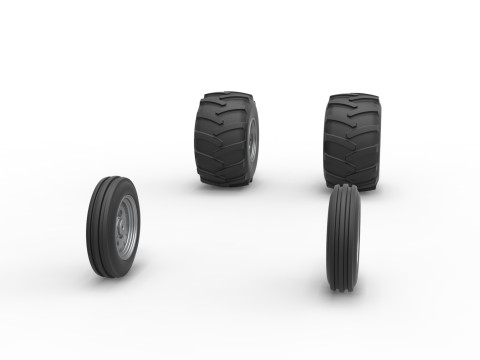 Wheel Set of Vintage Pulling Funny car Scale 1 to 25 3D Baskı Modeli