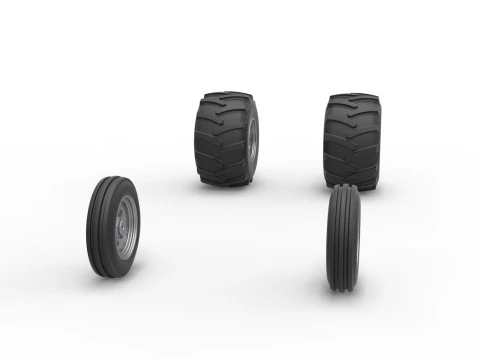 Wheel Set of Vintage Pulling Funny car Scale 1 to 25 3D Print Model