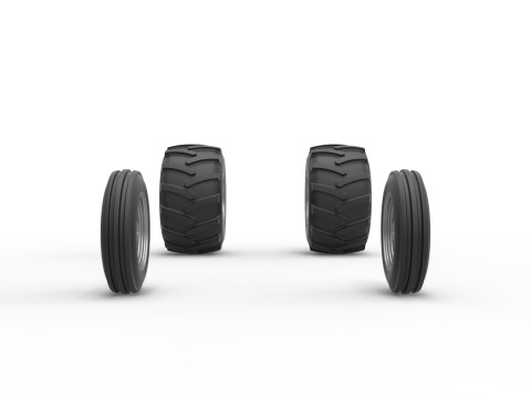 Wheel Set of Vintage Pulling Funny car Scale 1 to 25 3D Baskı Modeli