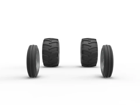 Wheel Set of Vintage Pulling Funny car Scale 1 to 25 3D Print Model