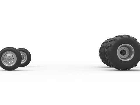 Wheel Set of Vintage Pulling Funny car Scale 1 to 25 3D Baskı Modeli
