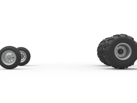 Wheel Set of Vintage Pulling Funny car Scale 1 to 25 3D Print Model