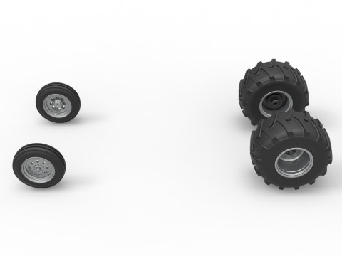 Wheel Set of Vintage Pulling Funny car Scale 1 to 25 3D Baskı Modeli