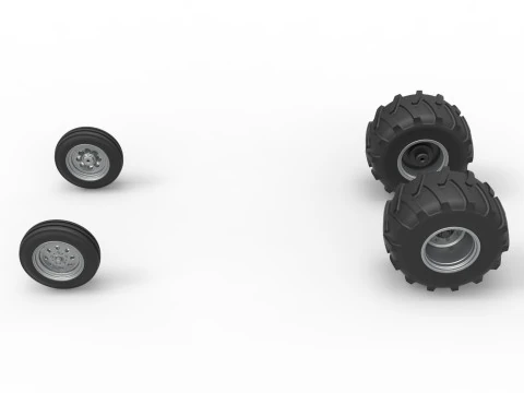 Wheel Set of Vintage Pulling Funny car Scale 1 to 25 3D Print Model