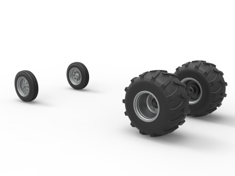 Wheel Set of Vintage Pulling Funny car Scale 1 to 25 3D Baskı Modeli