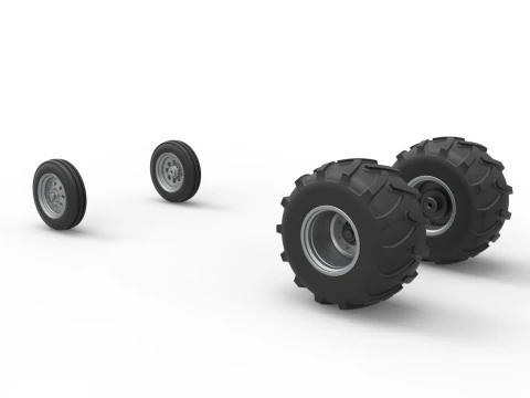 Wheel Set of Vintage Pulling Funny car Scale 1 to 25 3D Print Model