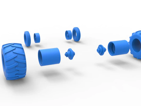 Wheel Set of Vintage Pulling Funny car Scale 1 to 25 3D Print Model