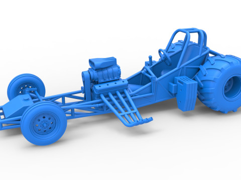 Vintage Pulling Funny car Base Scale 1 to 25 Model Cetak 3D