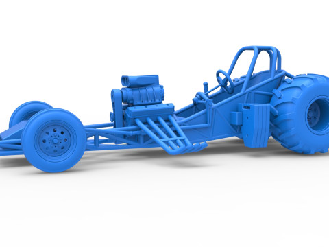 Vintage Pulling Funny car Base Scale 1 to 25 Model Cetak 3D