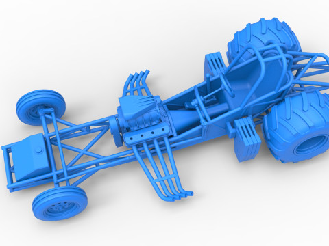 Vintage Pulling Funny car Base Scale 1 to 25 Model Cetak 3D