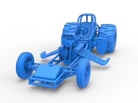 Vintage Pulling Funny car Base Scale 1 to 25 3D Print Model