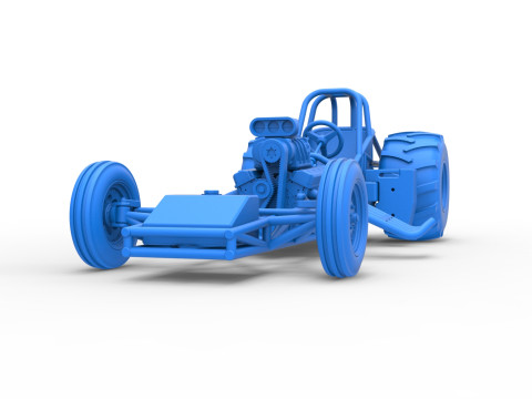 Vintage Pulling Funny car Base Scale 1 to 25 Model Cetak 3D