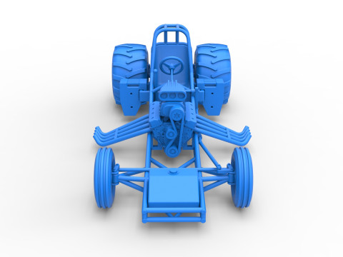 Vintage Pulling Funny car Base Scale 1 to 25 Model Cetak 3D