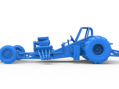 Vintage Pulling Funny car Base Scale 1 to 25 Model Cetak 3D