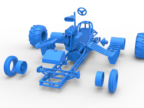 Vintage Pulling Funny car Base Scale 1 to 25 Model Cetak 3D