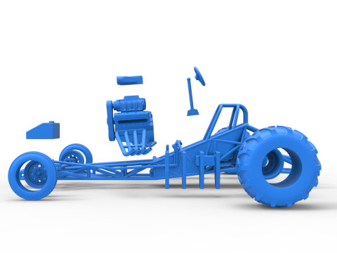 Vintage Pulling Funny car Base Scale 1 to 25 Model Cetak 3D