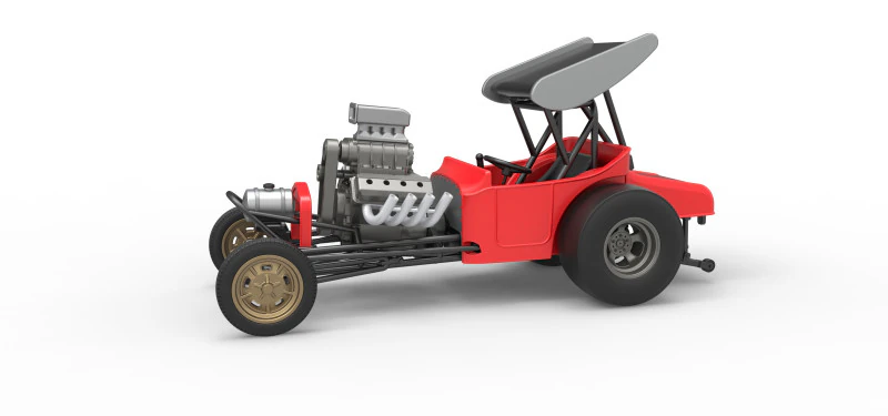 Vintage Winged Front engine dragster Scale 1 to 25 3D Print Model .c4d .max .obj .3ds .fbx .stl .blend