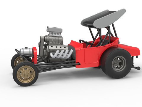 Vintage Winged Front engine dragster Scale 1 to 25 3D Print Model