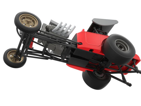 Vintage Winged Front engine dragster Scale 1 to 25 3D Print Model