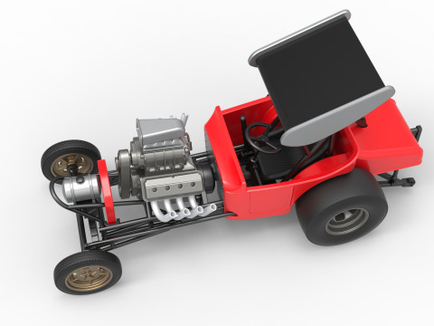 Vintage Winged Front engine dragster Scale 1 to 25 Modelo de Impressão 3D
