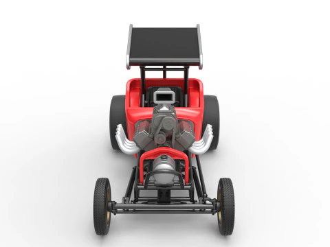 Vintage Winged Front engine dragster Scale 1 to 25 3D Print Model