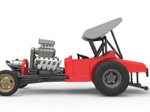 Vintage Winged Front engine dragster Scale 1 to 25 3D Print Model